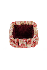 Pochette en brocart fleuri bordeaux et doré