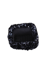 Pochette en sequins intérieur en crochet bleu