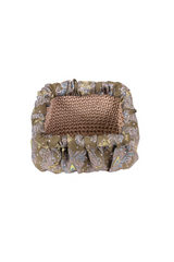 Pochette en brocart à motifs argentés