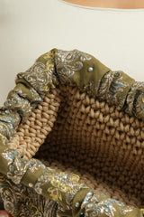 Pochette en brocart vert et argenté