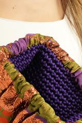 Pochette en brocart orange violet
