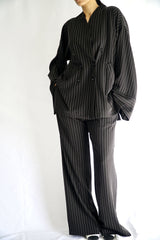 TARA - Tailored Matching Set - Black with White Stripes - Modestories