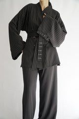 TARA - Tailored Matching Set - Black with White Stripes - Modestories
