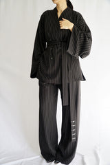 TARA - Tailored Matching Set - Black with White Stripes - Modestories