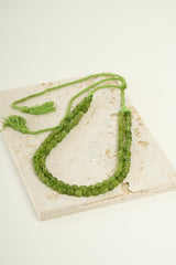 Sautoir double-rand en perles "Vert pistach"