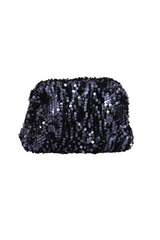 Pochette en sequins intérieur en crochet bleu