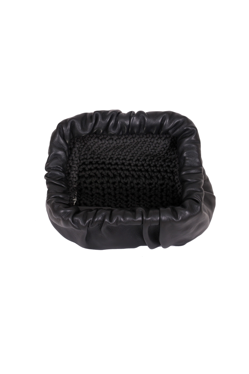 Pochette en cuir intérieur en crochet noir