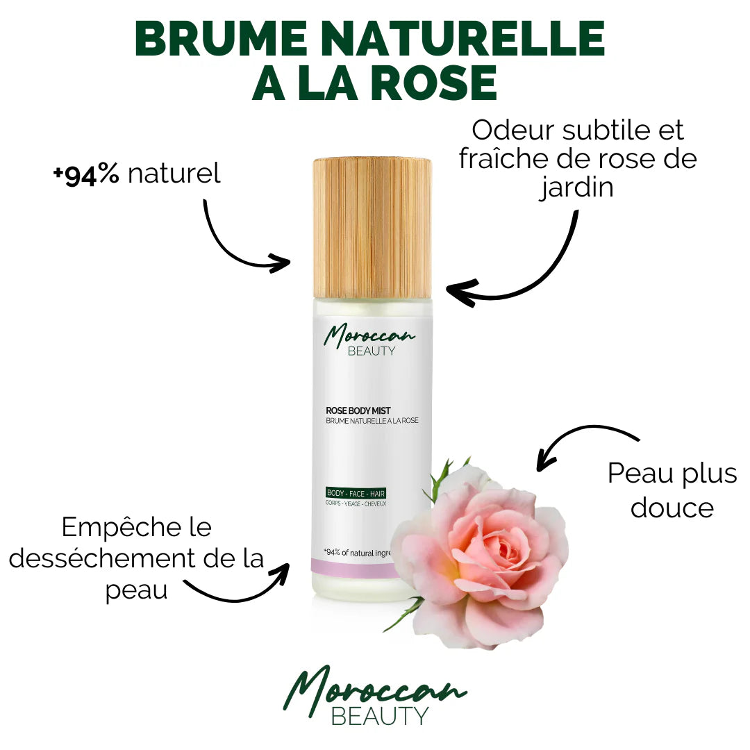 Brume naturelle à la rose - +94% naturel