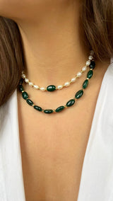 Choker Agate Verte et Joher