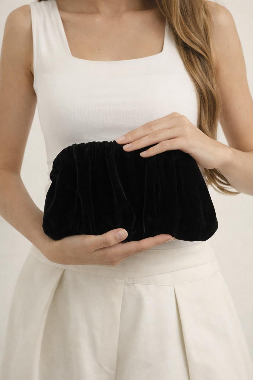 Orange purple brocade clutch