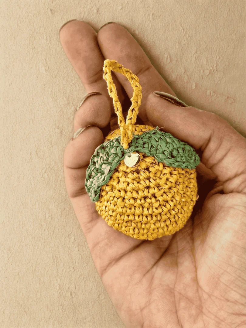 Lemon Raffia Bag Charm