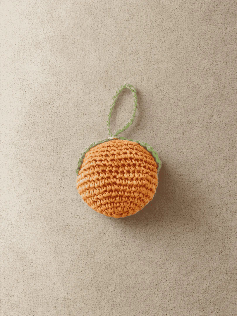 Orange Raffia Bag Charm