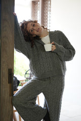 Ensemble en Maille Torsadée Brodé