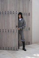 Ensemble en Maille Torsadée Brodé