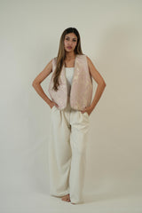 Gilet brocard rose