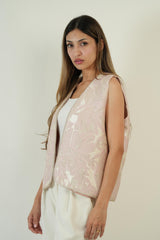 Gilet brocard rose