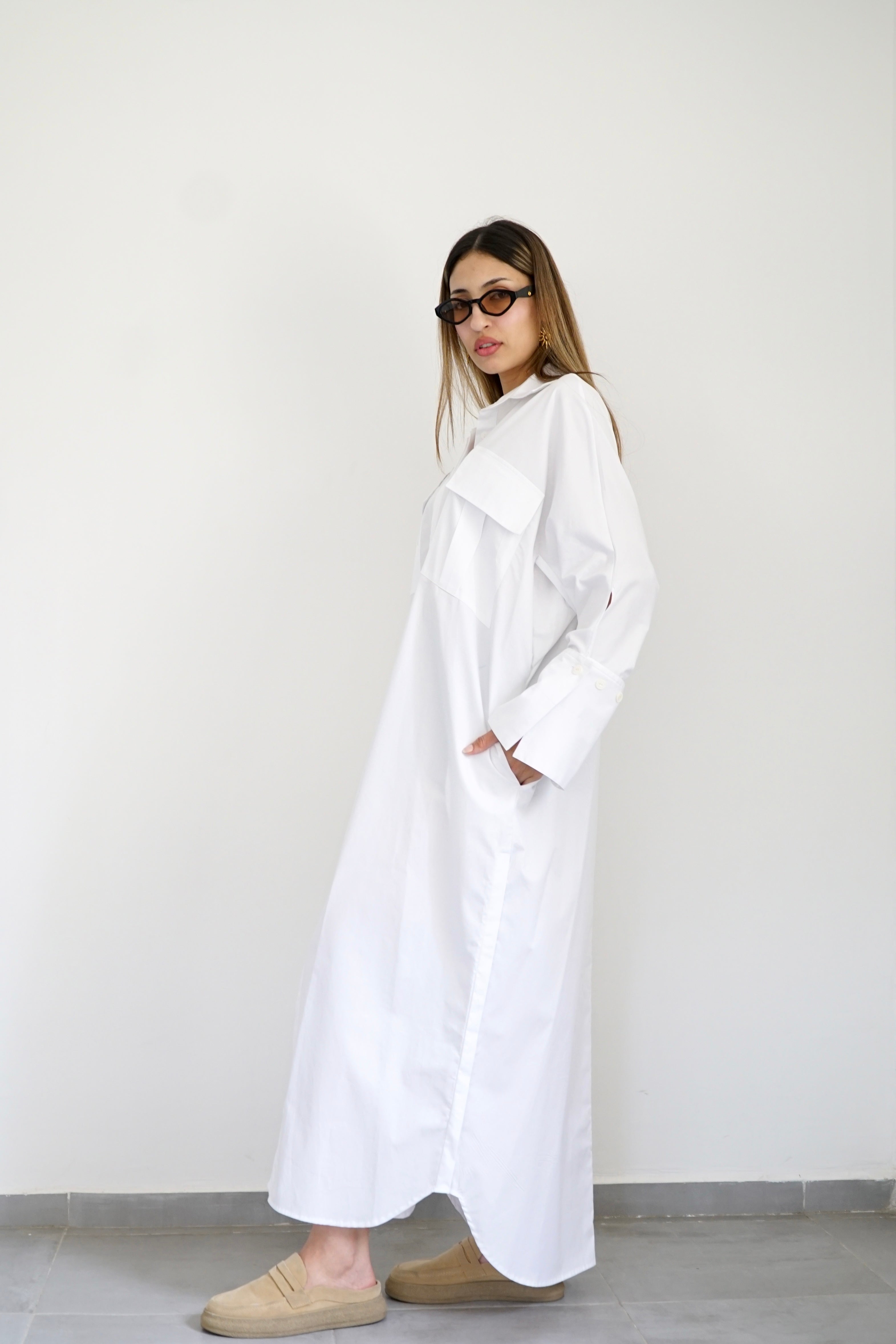 LUMA - Oversized Shirt dress - White