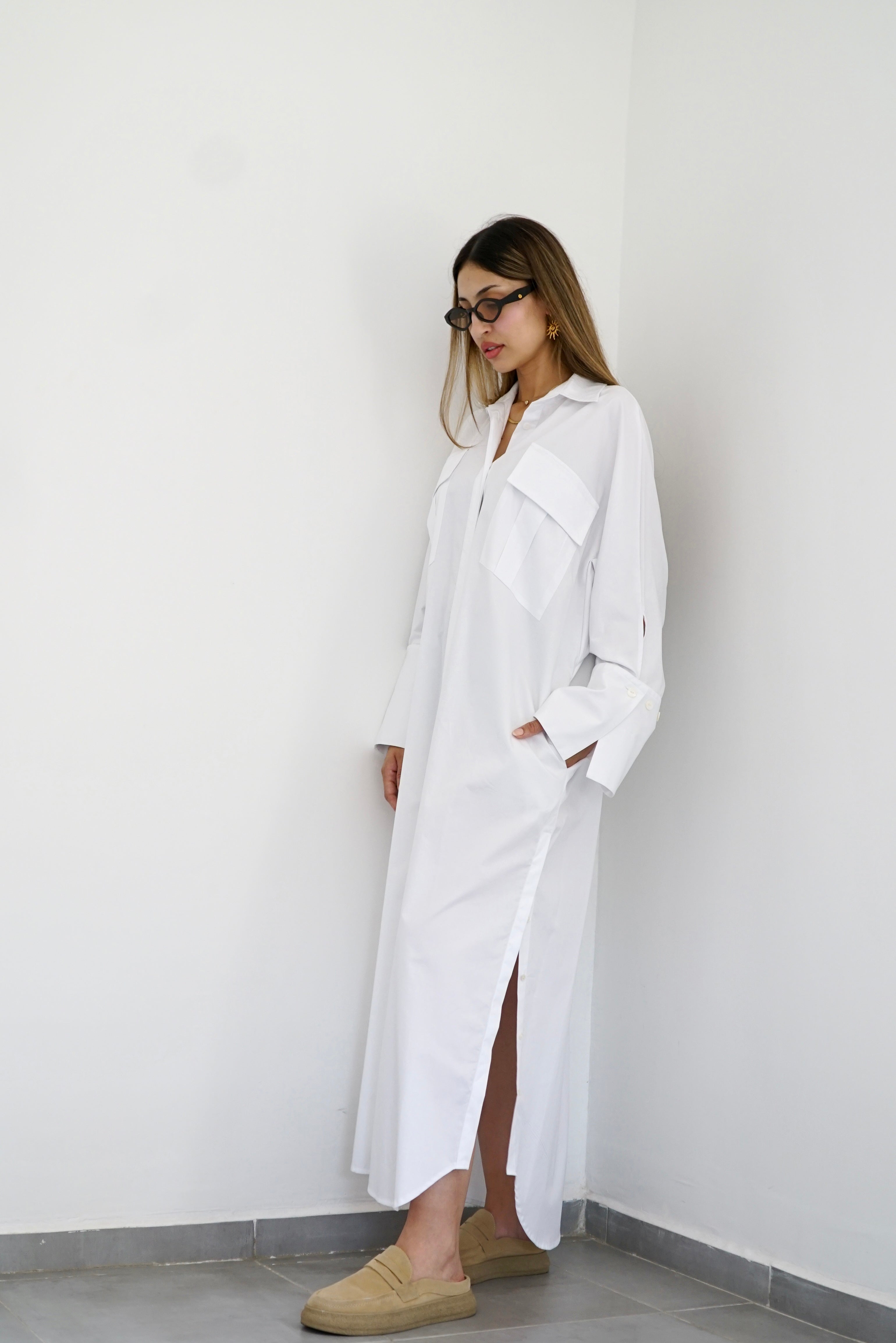 LUMA - Oversized Shirt dress - White