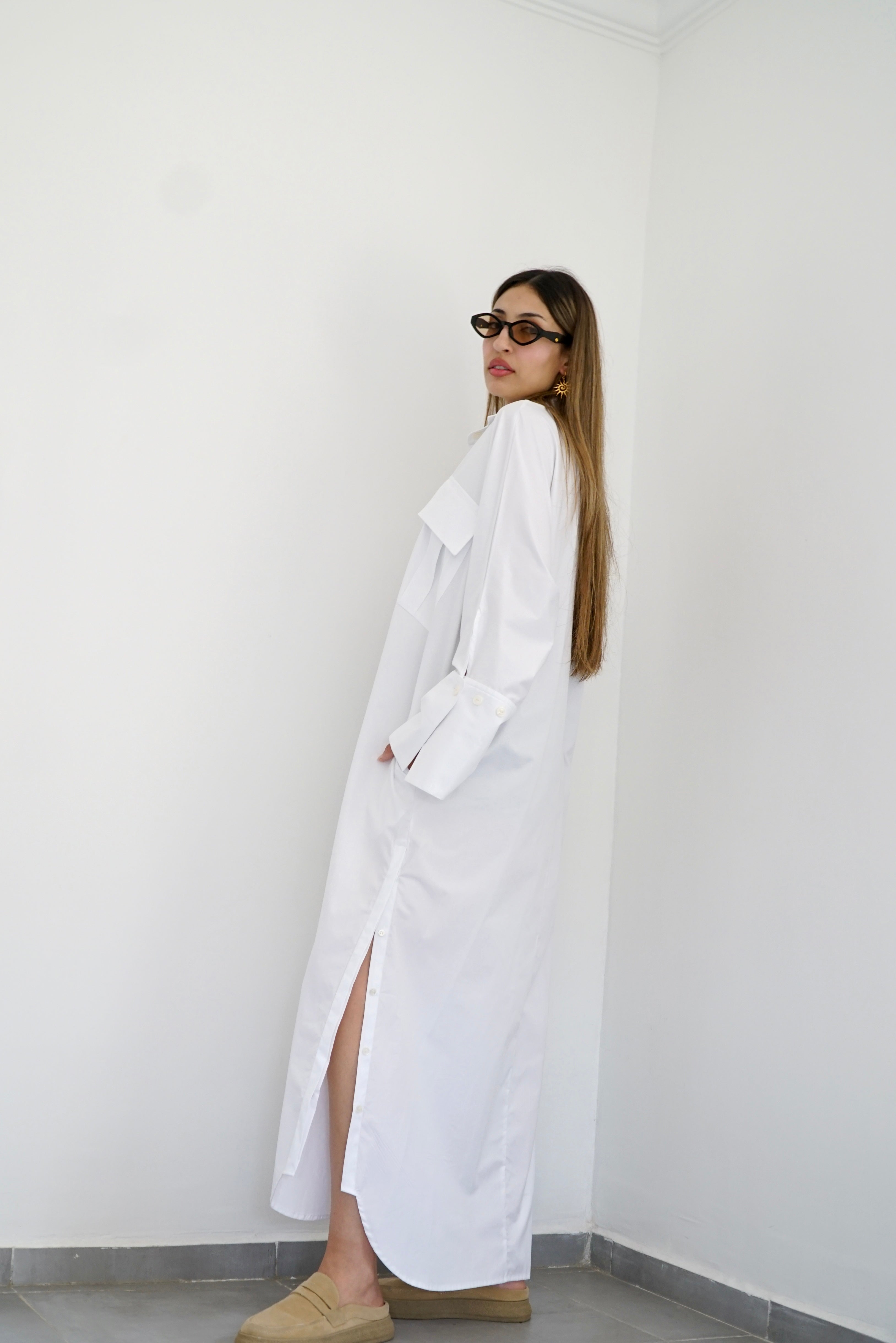 LUMA - Oversized Shirt dress - White