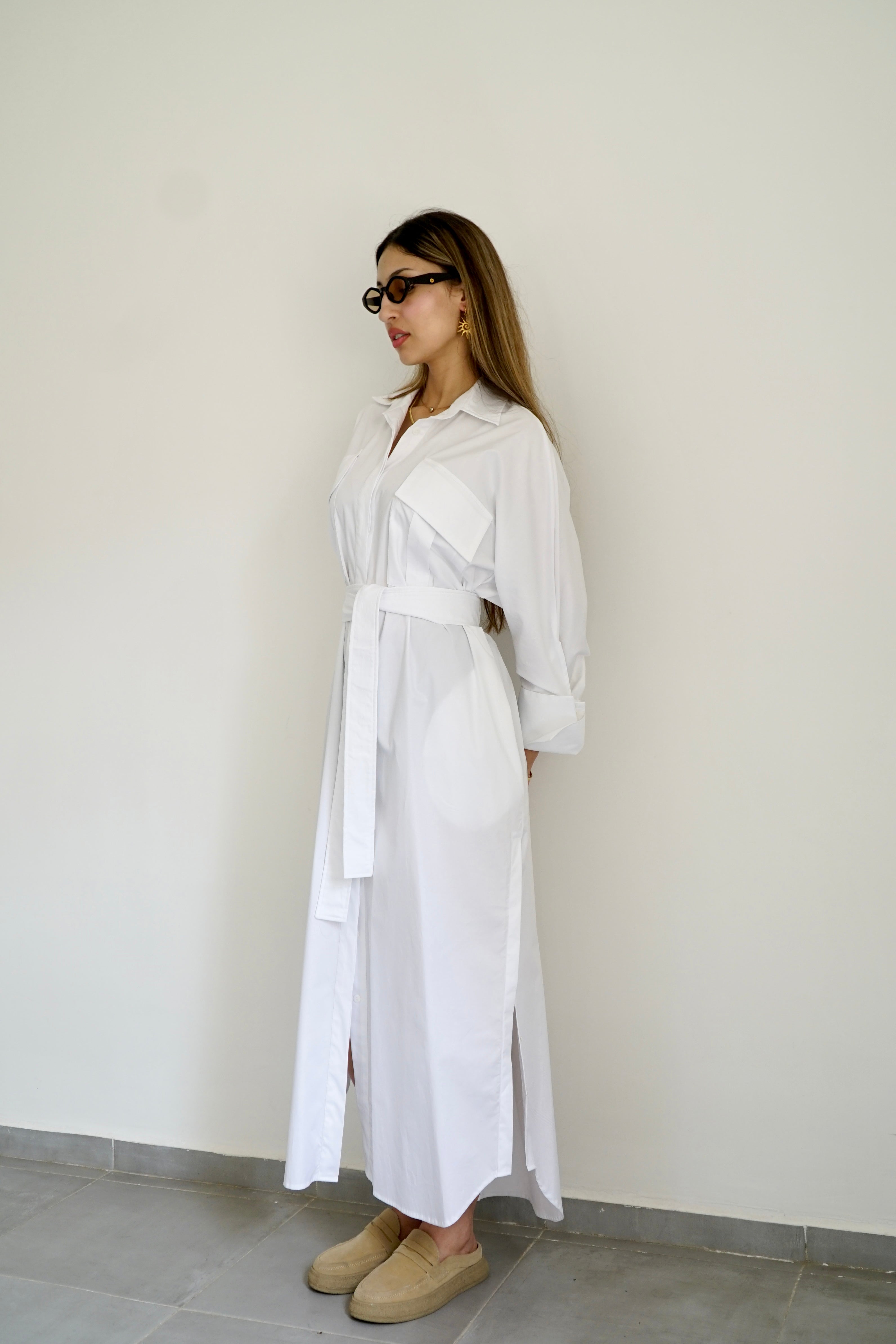LUMA - Oversized Shirt dress - White