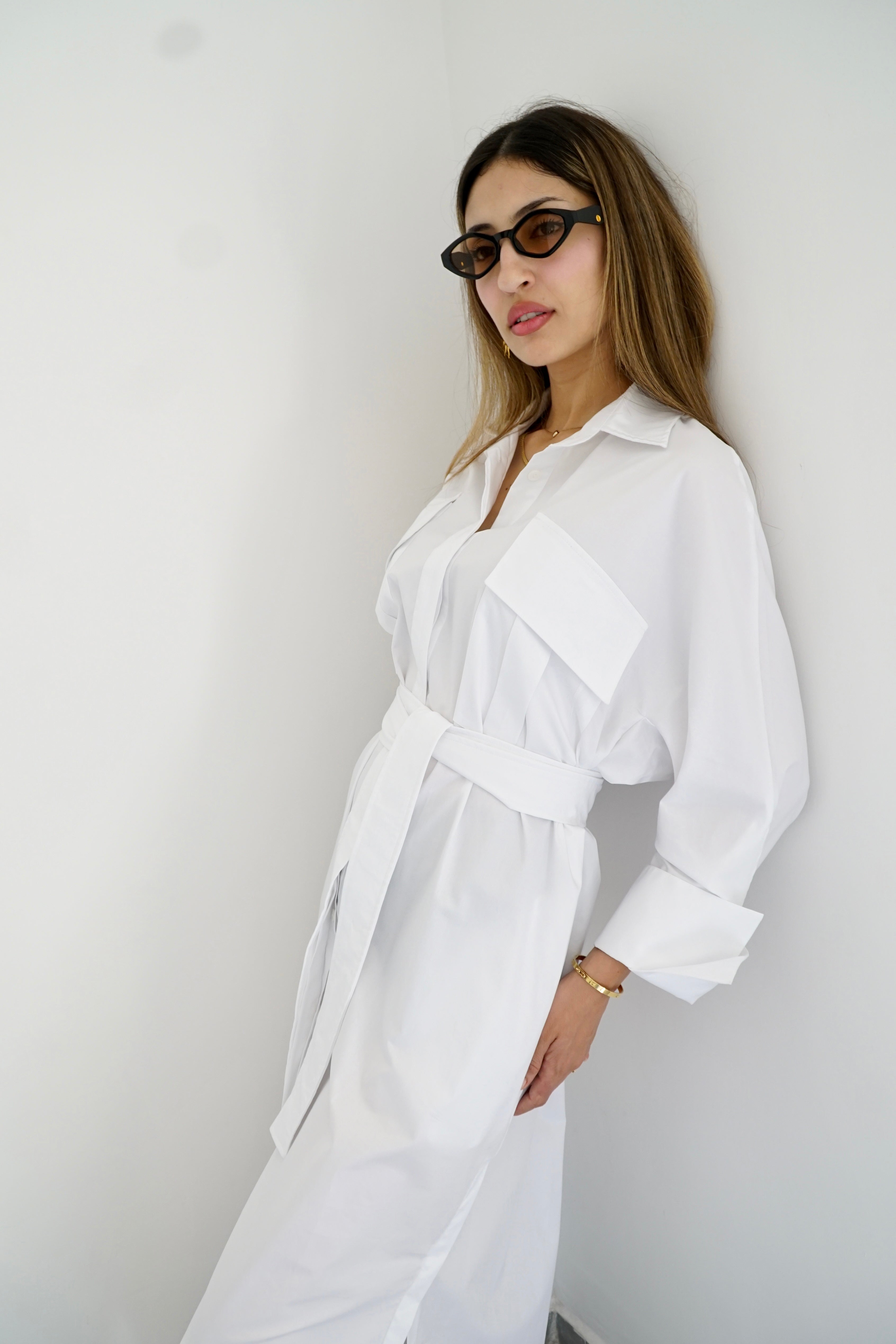 LUMA - Oversized Shirt dress - White