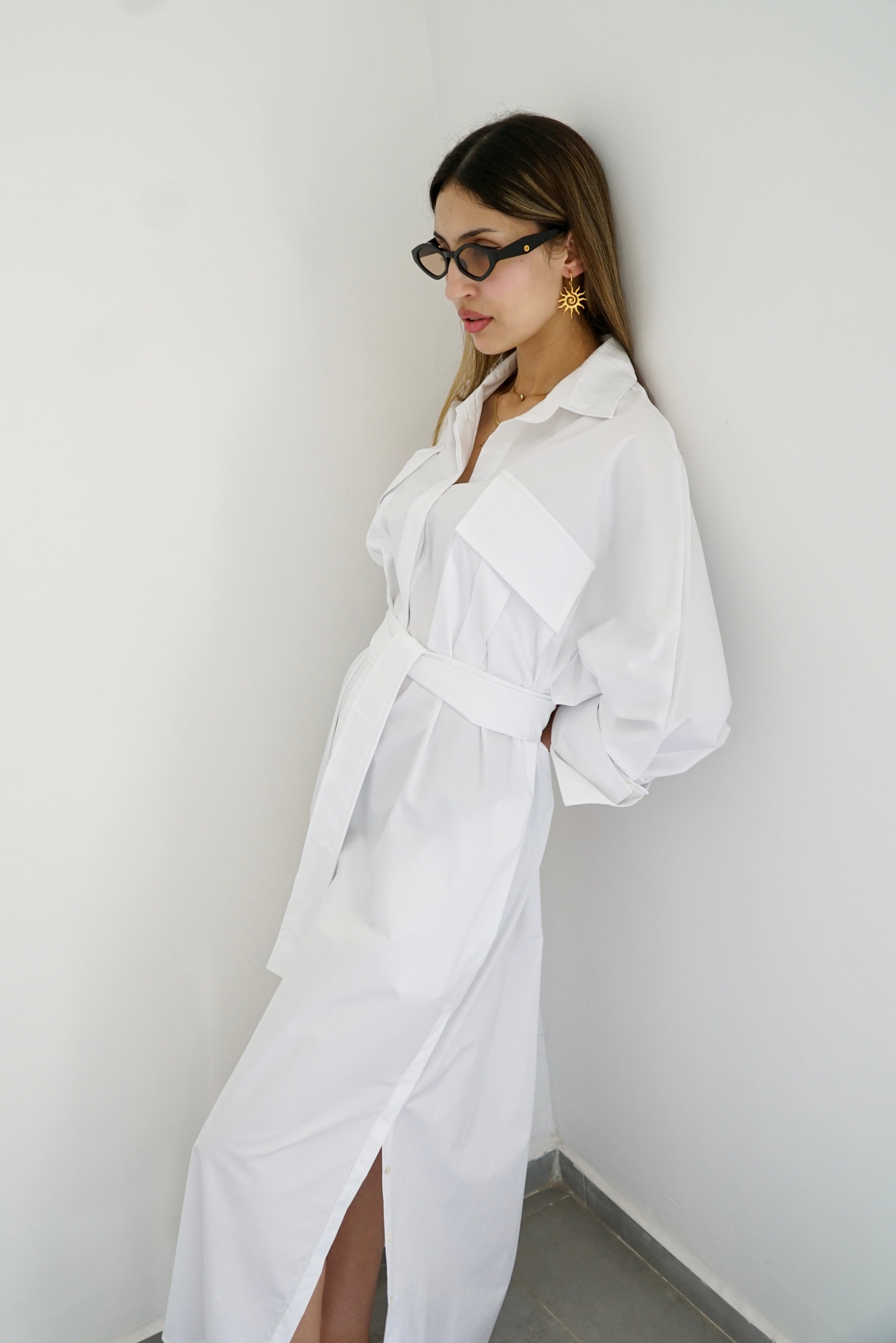 LUMA - Oversized Shirt dress - White