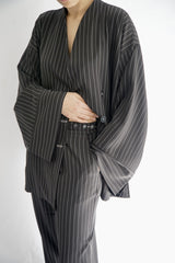 TARA - Tailored Matching Set - Black with White Stripes - Modestories