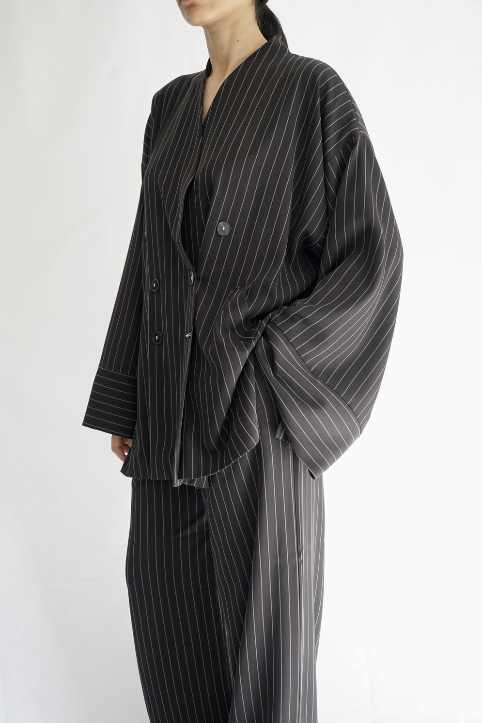 TARA - Tailored Matching Set - Black with White Stripes - Modestories