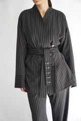 TARA - Tailored Matching Set - Black with White Stripes - Modestories