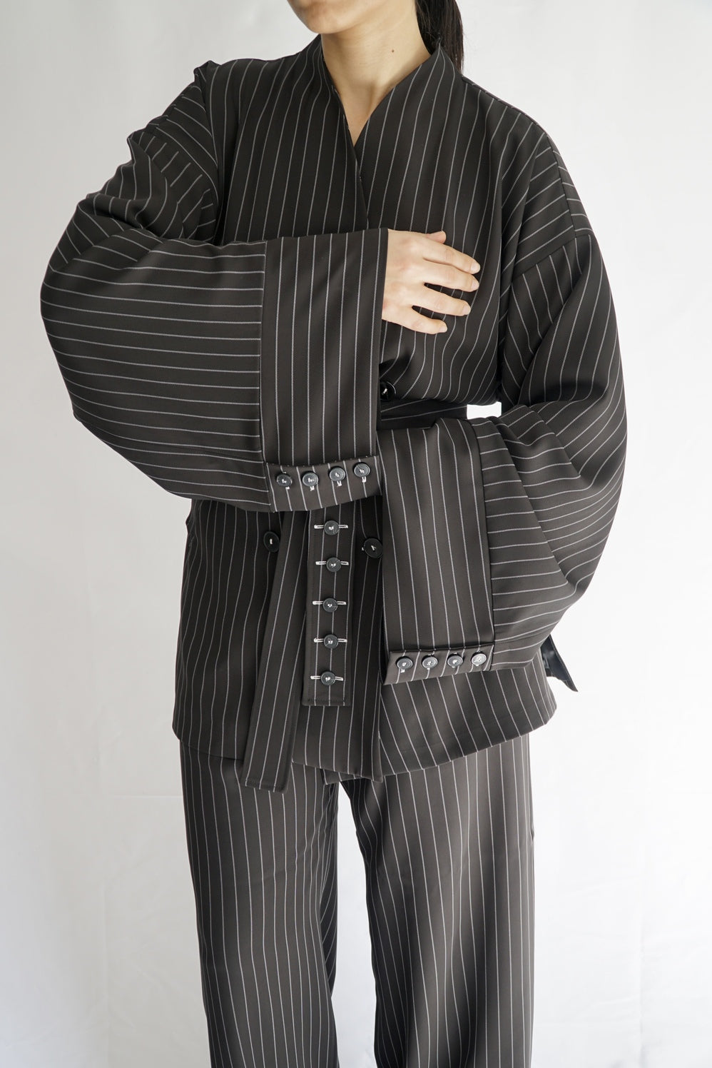 TARA - Tailored Matching Set - Black with White Stripes - Modestories