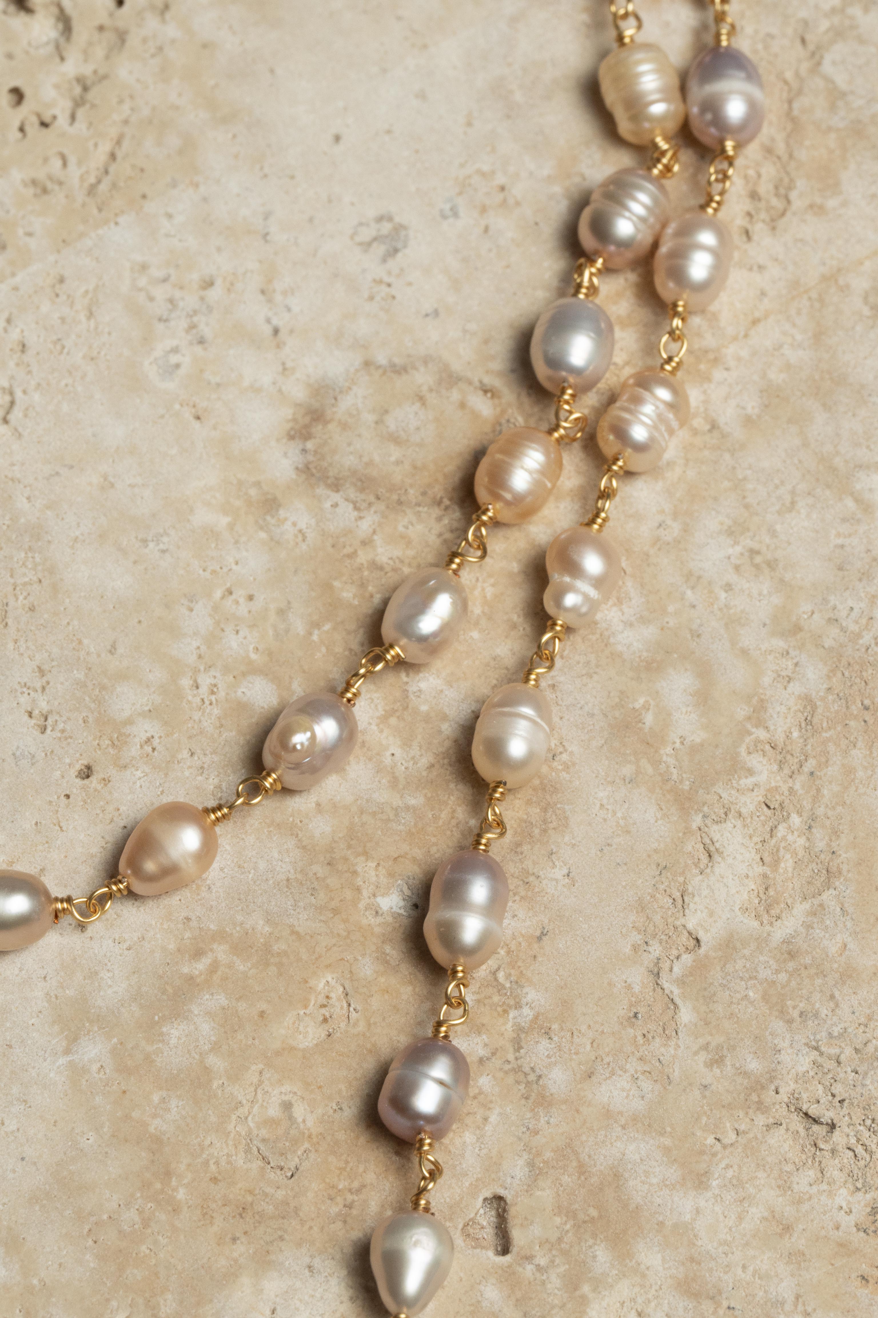 Natural pearl sautoir