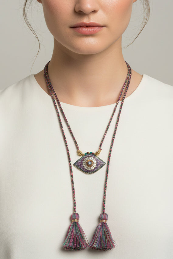 Sautoir en cordon avec pendentif